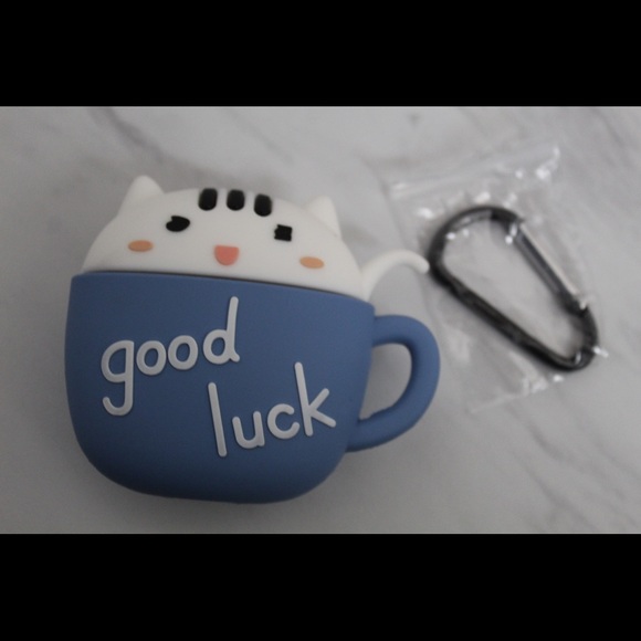 Good Luck Cat in a Teacup AirPod Case Holder - Picture 3 of 3